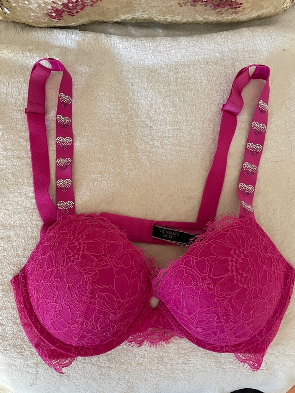 Victoria's Secret Very Sexy Rhinestones Hearts Shine Strap Push-Up Bra